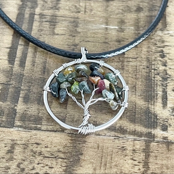 35mm Black Tourmaline Wire Wrap Pendant Necklace - Picture 2 of 4